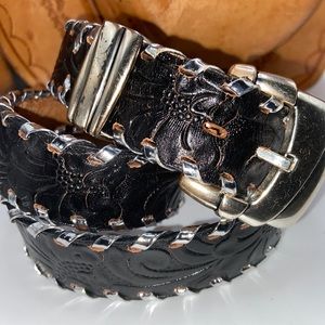 Vintage Tooled Leather Chambers Belt